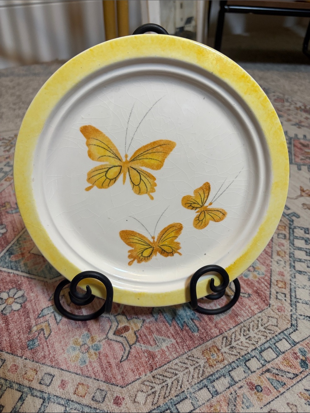 Vintage Handmade Italian Butterfly Plate – Signed Ceramic Wall Decor